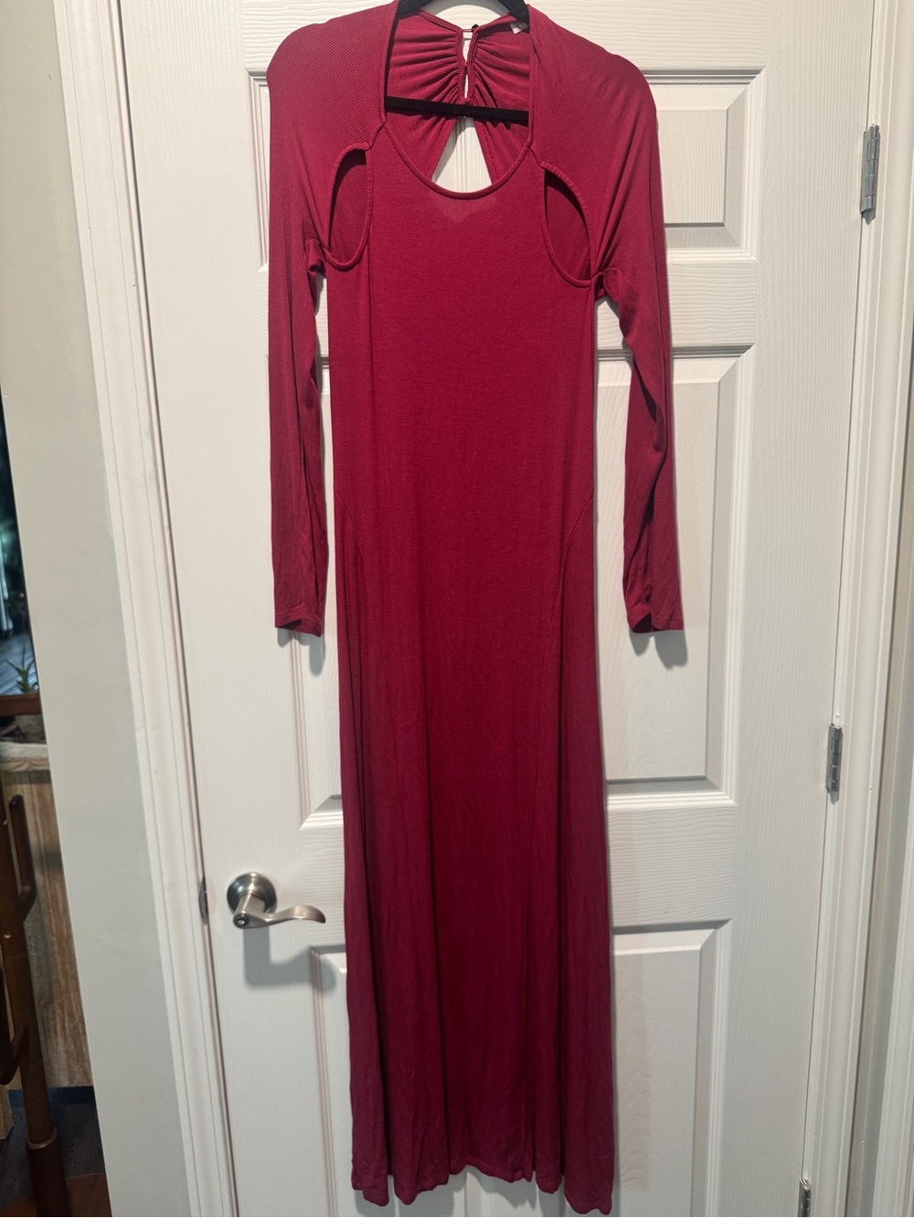 Free People Long Sleeve Cutout Maxi Dress - Wine
